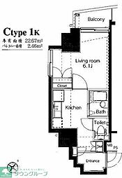 ヴェローナメグロ 1Kの間取図画像