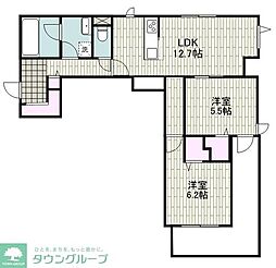 大田区中央8丁目マンション 2LDKの間取図画像