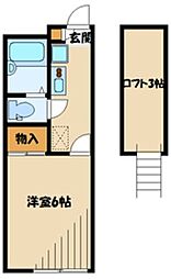 JR横浜線 町田駅 徒歩19分の賃貸アパート 2階1Kの間取り