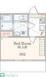 小田急小田原線 新百合ヶ丘駅 徒歩10分の賃貸アパート 3階1Kの間取り