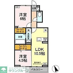 JR横浜線 相模原駅 徒歩19分の賃貸アパート 1階2LDKの間取り