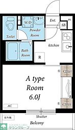 リブリ・上つるま 2階1Kの間取り