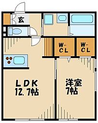 メゾンSH-I 1階1LDKの間取り