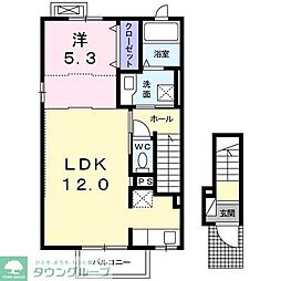カーサ　フェリーチェ 2階1LDKの間取り