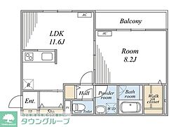 グレースアロー玉川学園 3階1LDKの間取り