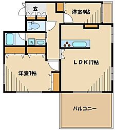エポック．ＡＳＡ 3階2LDKの間取り