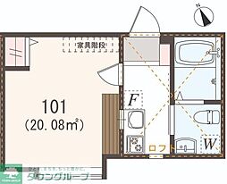 アザーレ・プラネ鶴川 1Kの間取図画像