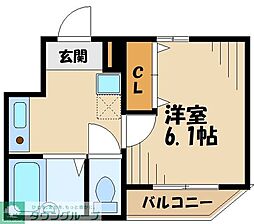 タウンフィールド2-A 1Kの間取図画像