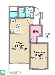 リバーサイドヴィレッジ3 1LDKの間取図画像
