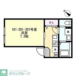 ベイルームグレイス相模大野 1Kの間取図画像