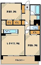 グラディート町田 2LDKの間取図画像