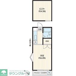 ティモス百合ヶ丘A ワンルームの間取図画像