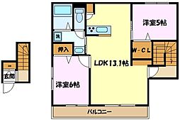 ヘーベルメゾンサクラ 2LDKの間取図画像