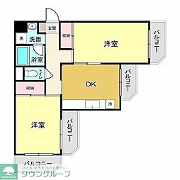 パークハイム林間 2DKの間取図画像