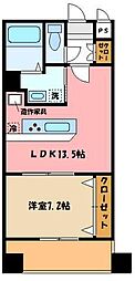 ユニポート相模 1LDKの間取図画像