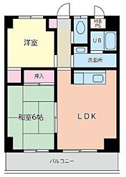 スクエアK3 2LDKの間取図画像