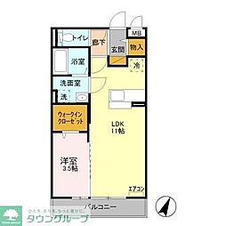 ハルムB 1LDKの間取図画像