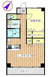 ドエル相武台 1LDKの間取図画像