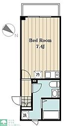 京王線 初台駅 徒歩5分の賃貸マンション 1階ワンルームの間取り