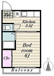 丹頂マンション 1Kの間取図画像