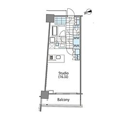 コンフォリア新宿イーストサイドタワー 4階ワンルームの間取り