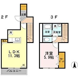マ・メールNatsu 2階1LDKの間取り