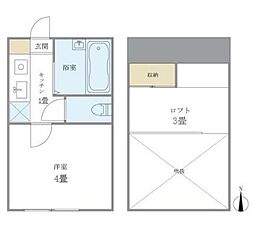 八景舎高円寺南B 2階1Kの間取り
