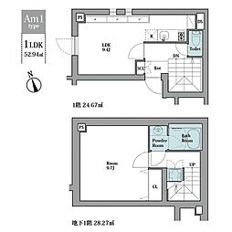 ＬＥＧＡＬＡＮＤ早稲田鶴巻町 1階1LDKの間取り