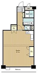 落合パークファミリア 13階ワンルームの間取り