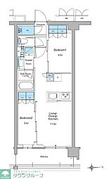 新宿区高田馬場3丁目マンション 2LDKの間取図画像