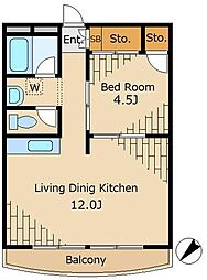 メゾン鳳月 1LDKの間取図画像
