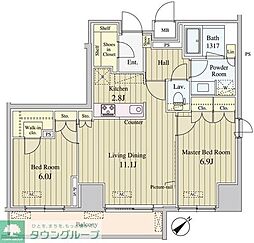 セリオ落合東中野 2LDKの間取図画像