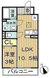 ディアコートKH2 1LDKの間取図画像