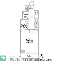 ヴァンテ・アン神楽坂 1Kの間取図画像