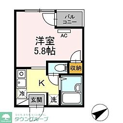 北新宿オークハイツ 1Kの間取図画像