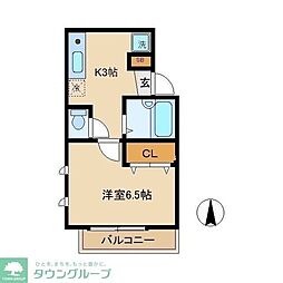 小淀コーポ 1Kの間取図画像