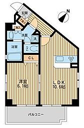 プライムアーバン中野上高田 1LDKの間取図画像