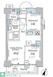 PARKAXIS大塚サウスレジデンス 2LDKの間取図画像