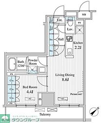 セリオ落合東中野 1LDKの間取図画像