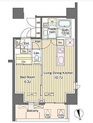 VerdeCourt西新宿 1LDKの間取図画像