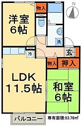 グリーンテリア第7 1階2LDKの間取り