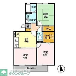 ジュネススズキ 2階3DKの間取り