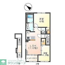 リオグランデ早稲田III 2階2LDKの間取り