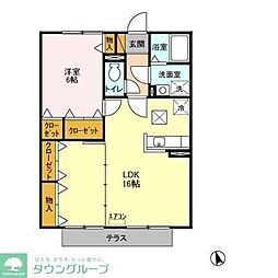 ルミエールモナリエ 1階1LDKの間取り