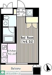 パークフラッツ松戸 10階1Kの間取り