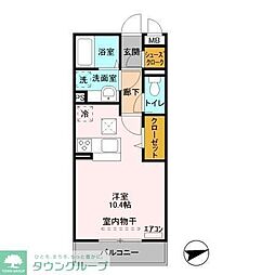 Arcobaleno 1階ワンルームの間取り