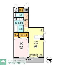 エスカーサ 2階1LDKの間取り