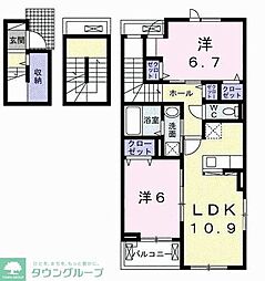 イーストフィールドI 3階2LDKの間取り