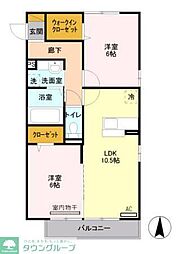 グランシーバ　1 1階2LDKの間取り