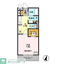 NTCながれやま 1階1Kの間取り